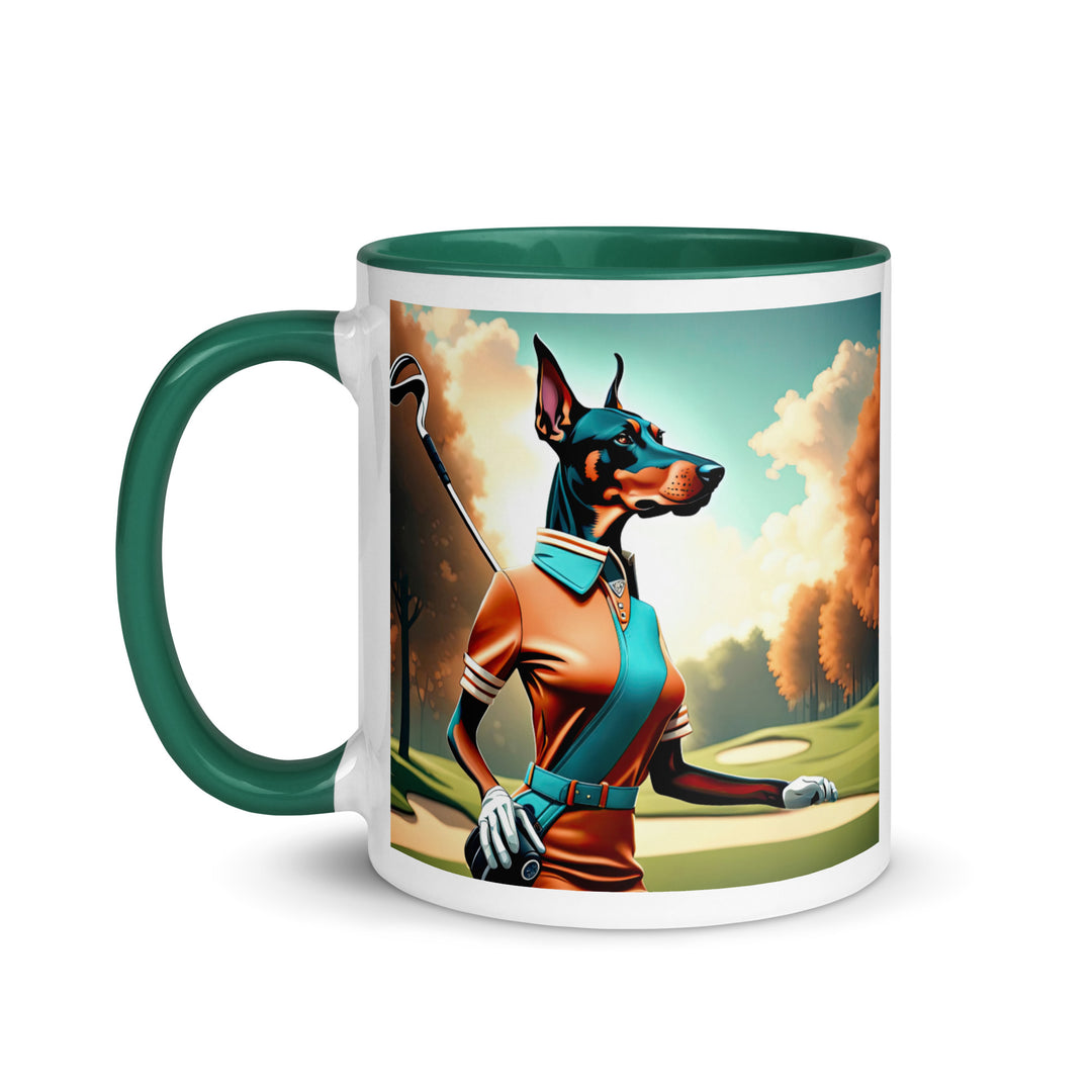 Doberman Pinscher Golfer- Mug with Color Inside