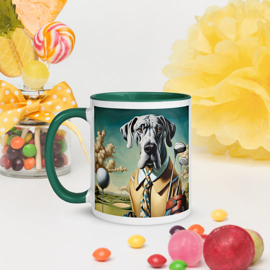 Great Dane Golfer- Mug with Color Inside v2