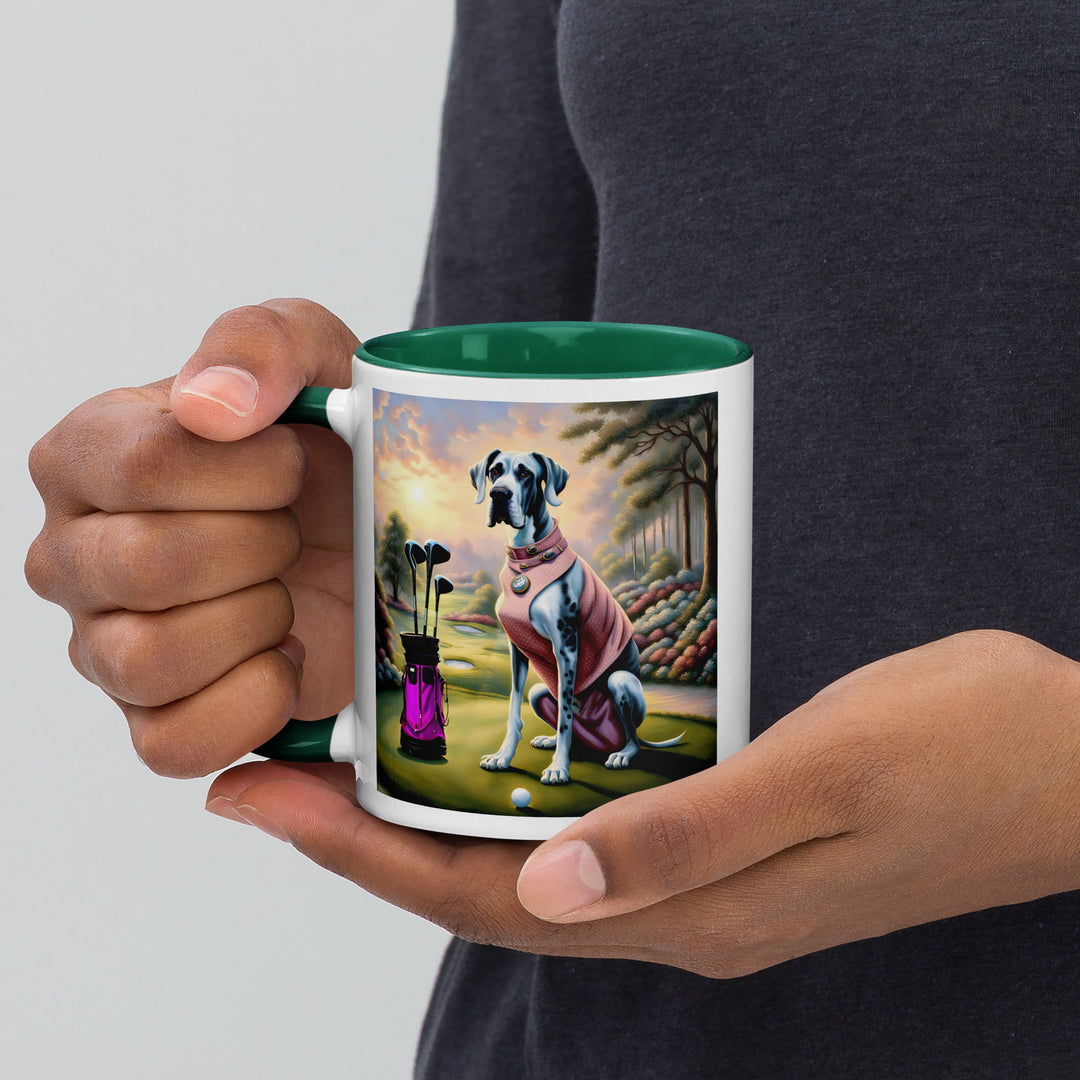 Great Dane Golfer- Mug with Color Inside v4