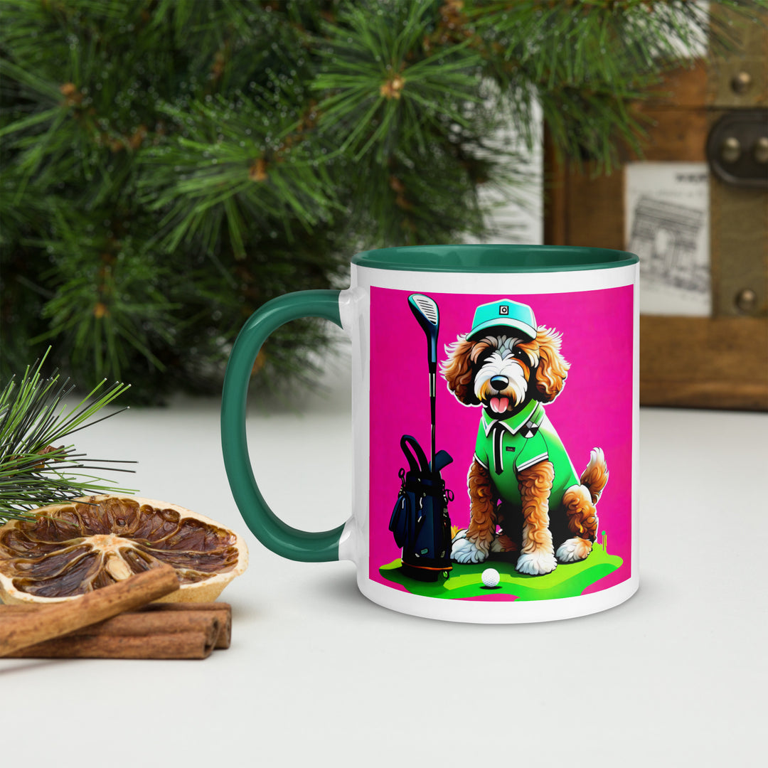 Bernedoodle Golfer- Mug with Color Inside v2