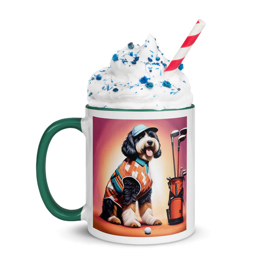 Bernedoodle Golfer- Mug with Color Inside v4