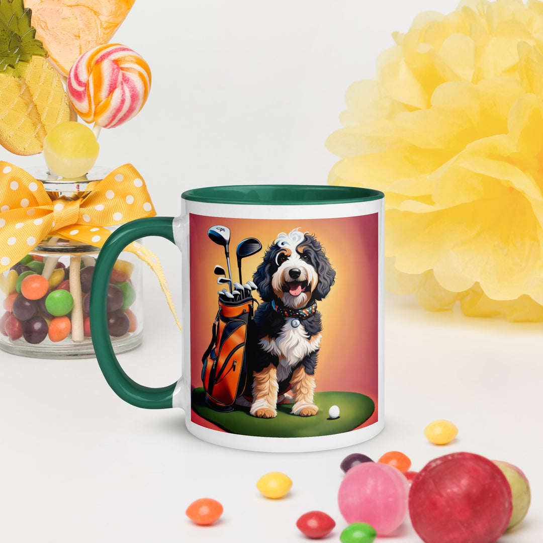 Bernedoodle Golfer- Mug with Color Inside v5