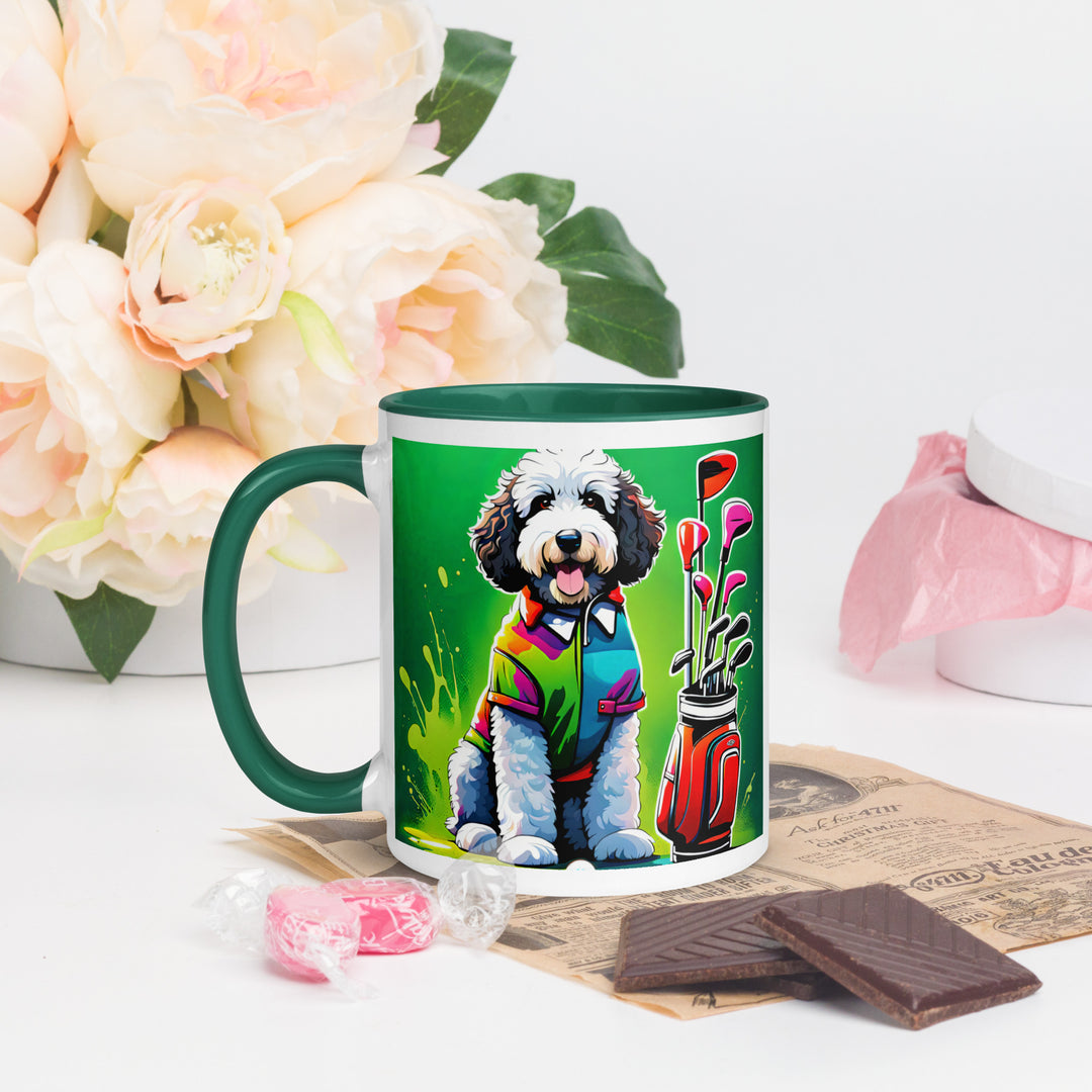 Bernedoodle Golfer- Mug with Color Inside v7