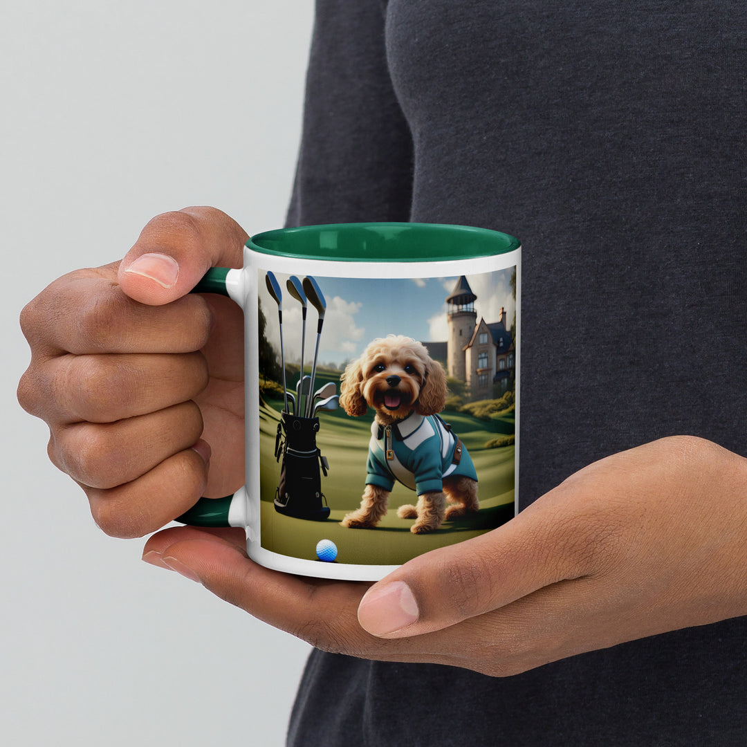 Cavapoo Golfer- Mug with Color Inside v6
