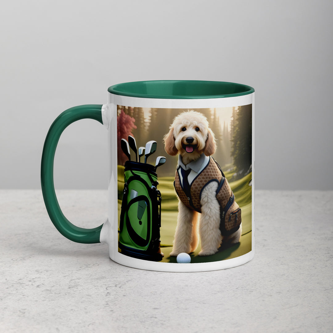 Goldendoodle Golfer- Mug with Color Inside v2