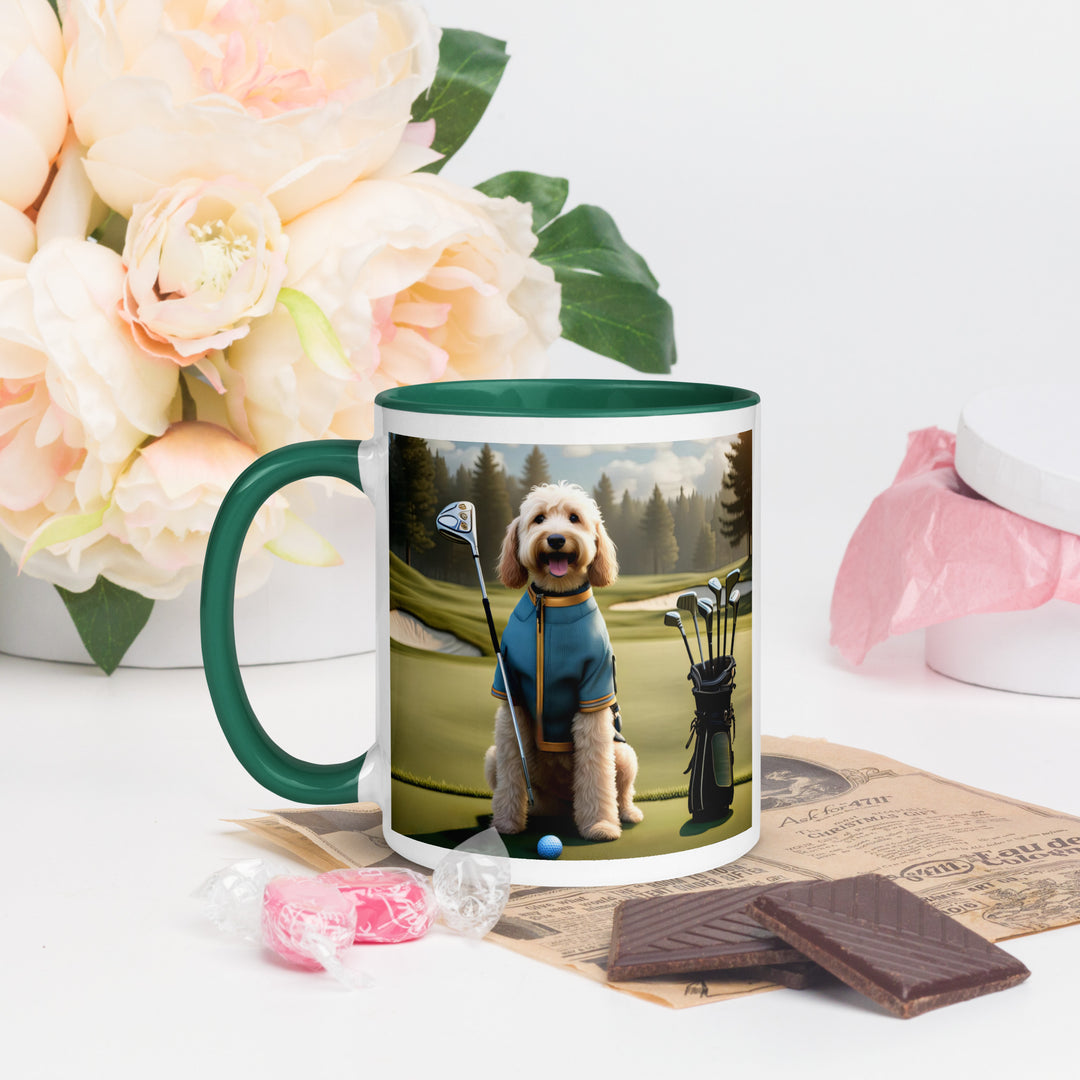 Goldendoodle Golfer- Mug with Color Inside v3