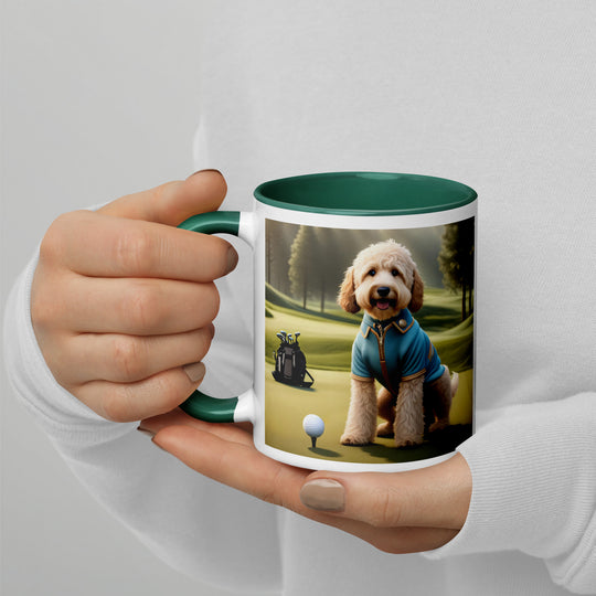 Goldendoodle Golfer- Mug with Color Inside v6