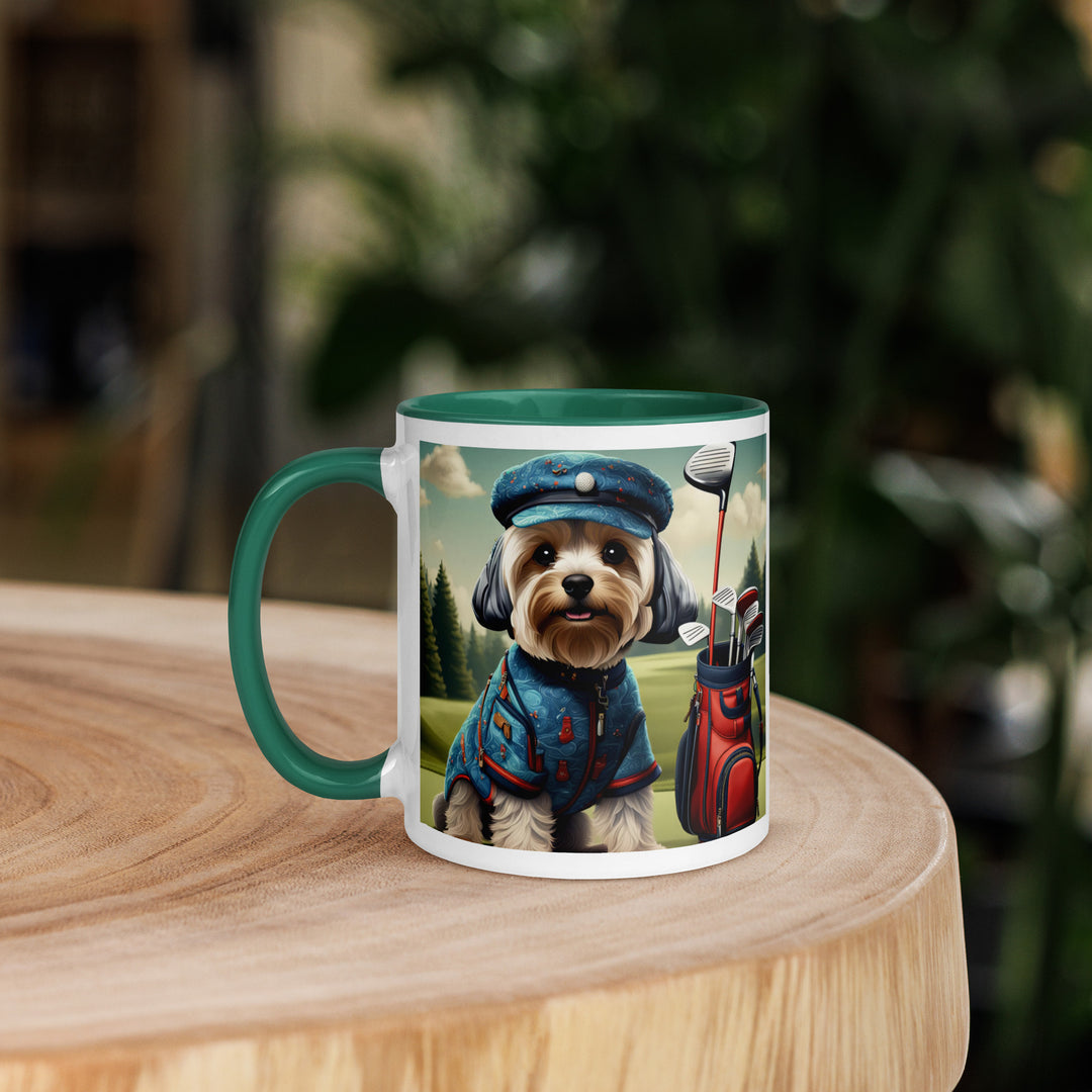 Yorkipoo Golfer- Mug with Color Inside v4