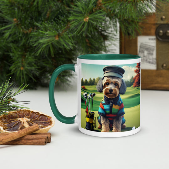 Yorkipoo Golfer- Mug with Color Inside v5