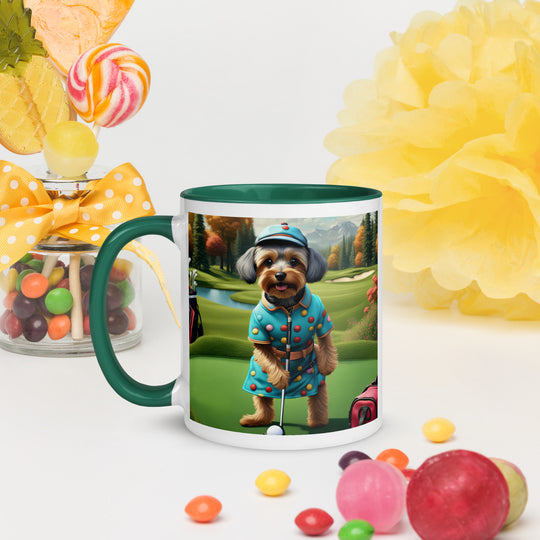 Yorkipoo Golfer- Mug with Color Inside v8