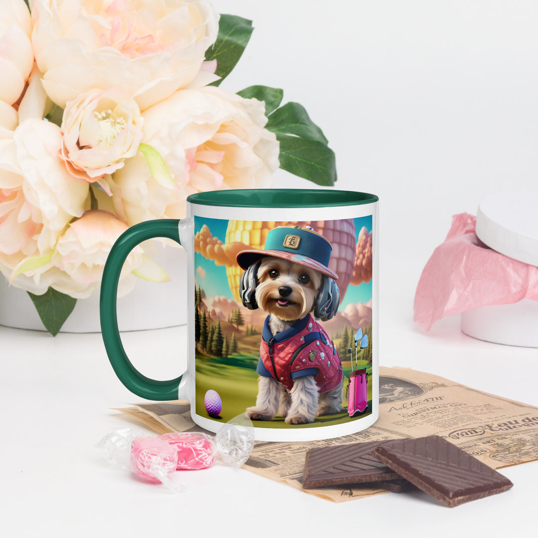 Yorkipoo Golfer- Mug with Color Inside v9