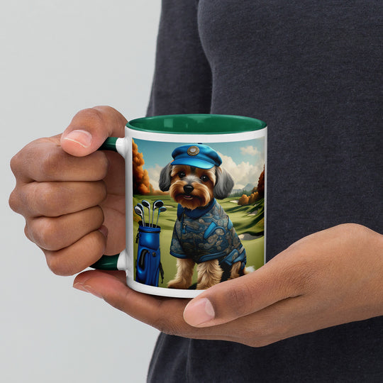 Yorkipoo Golfer- Mug with Color Inside v10