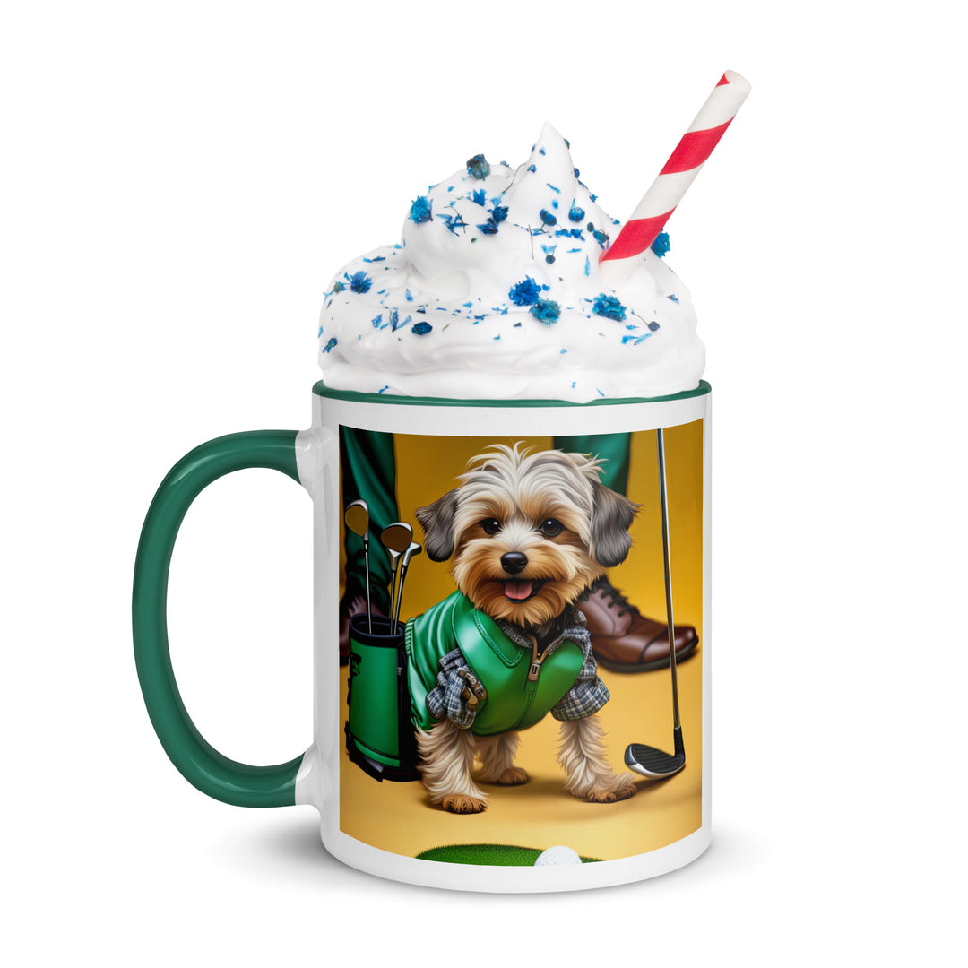 Yorkipoo Golfer- Mug with Color Inside v12