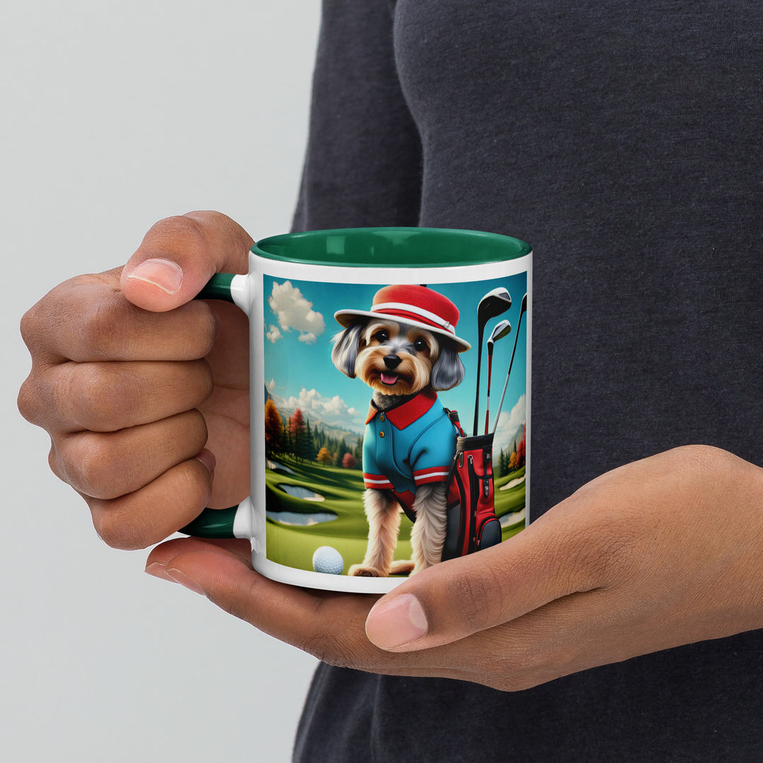 Yorkipoo Golfer- Mug with Color Inside v13