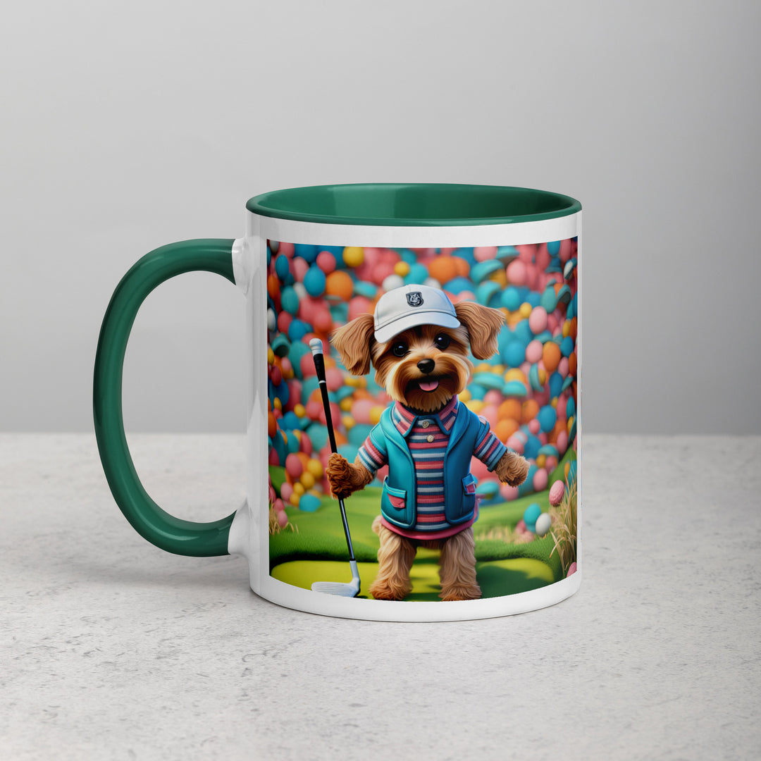 Yorkipoo Golfer- Mug with Color Inside v14