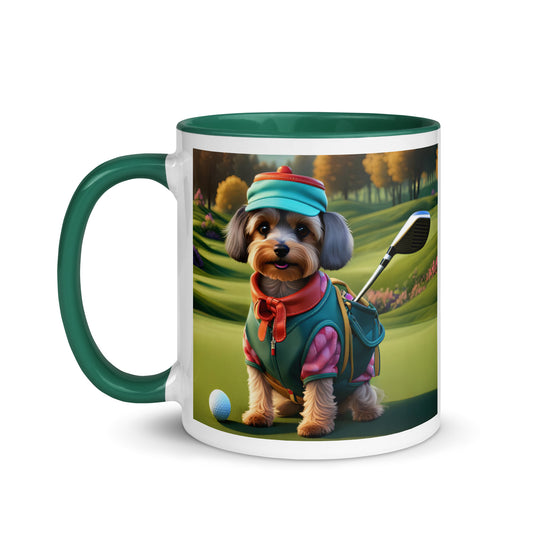 Yorkipoo Golfer- Mug with Color Inside v15