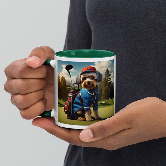 Yorkipoo Golfer- Mug with Color Inside v16