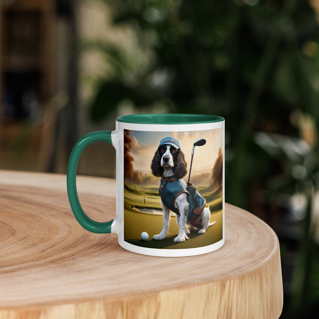 Sprocker Spaniel Golfer- Mug with Color Inside