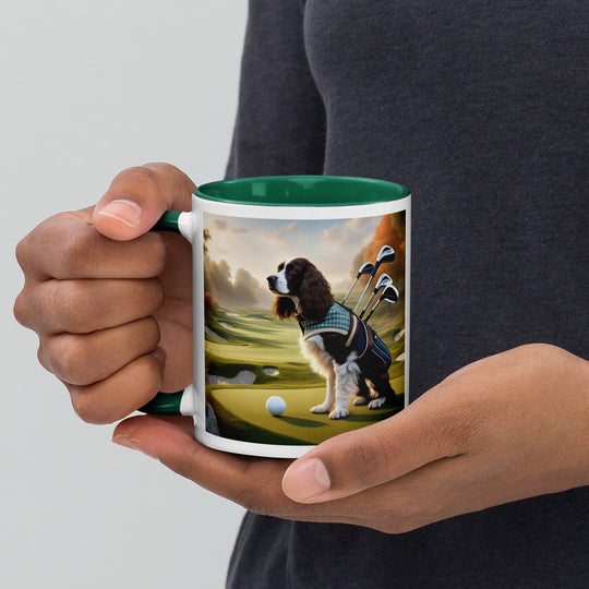 Sprocker Spaniel Golfer- Mug with Color Inside v2