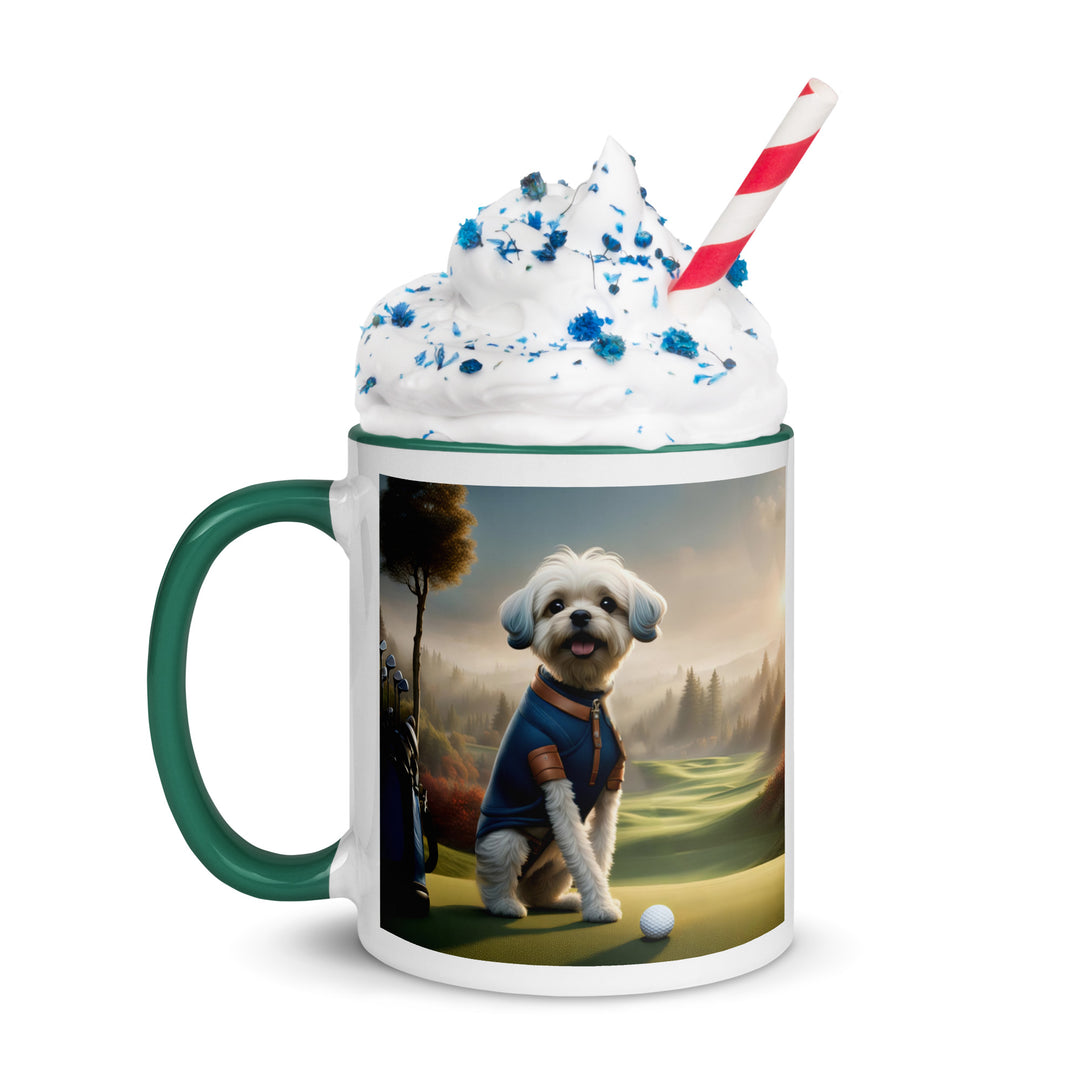 Pugapoo Golfer- Mug with Color Inside v7