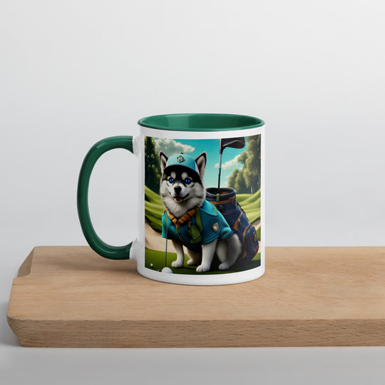 Pomsky Golfer- Mug with Color Inside