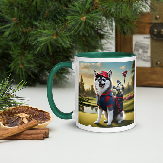 Pomsky Golfer- Mug with Color Inside v3