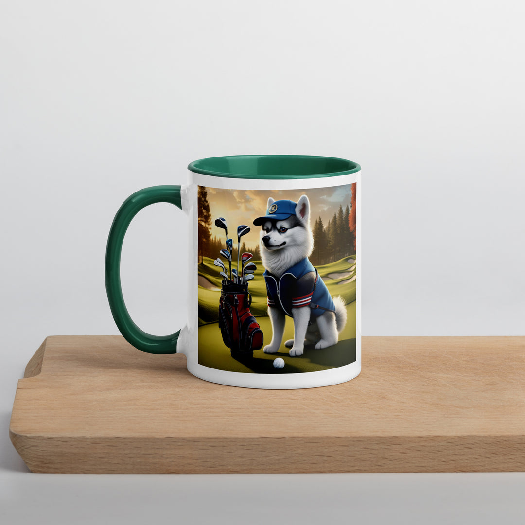 Pomsky Golfer- Mug with Color Inside v4