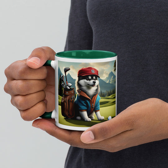 Pomsky Golfer- Mug with Color Inside v7