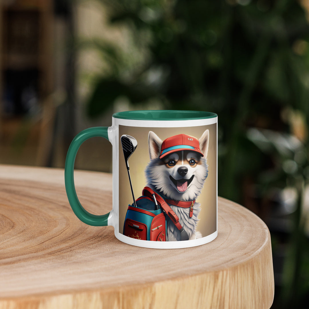 Pomsky Golfer- Mug with Color Inside v8