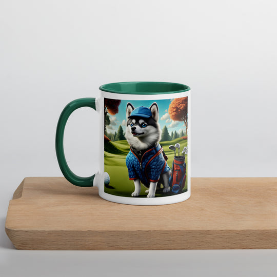 Pomsky Golfer- Mug with Color Inside v5