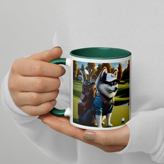 Pomsky Golfer- Mug with Color Inside v10