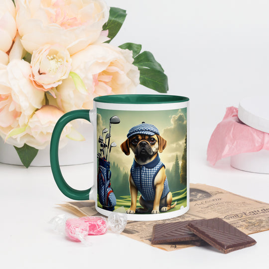 Puggle Golfer- Mug with Color Inside v7