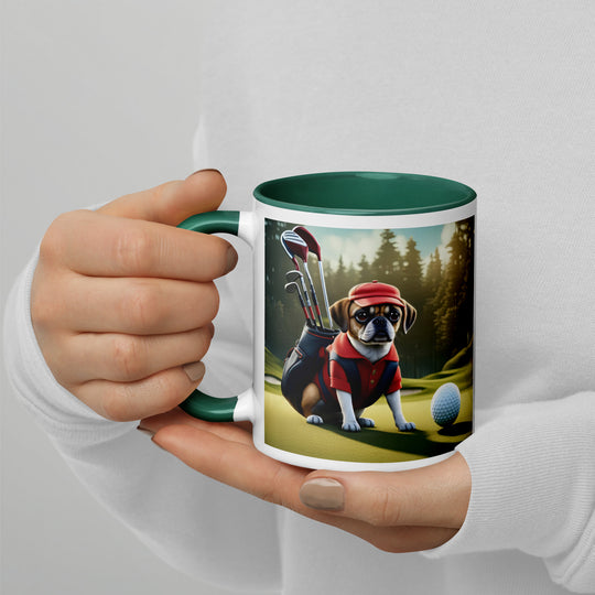 Puggle Golfer- Mug with Color Inside v9