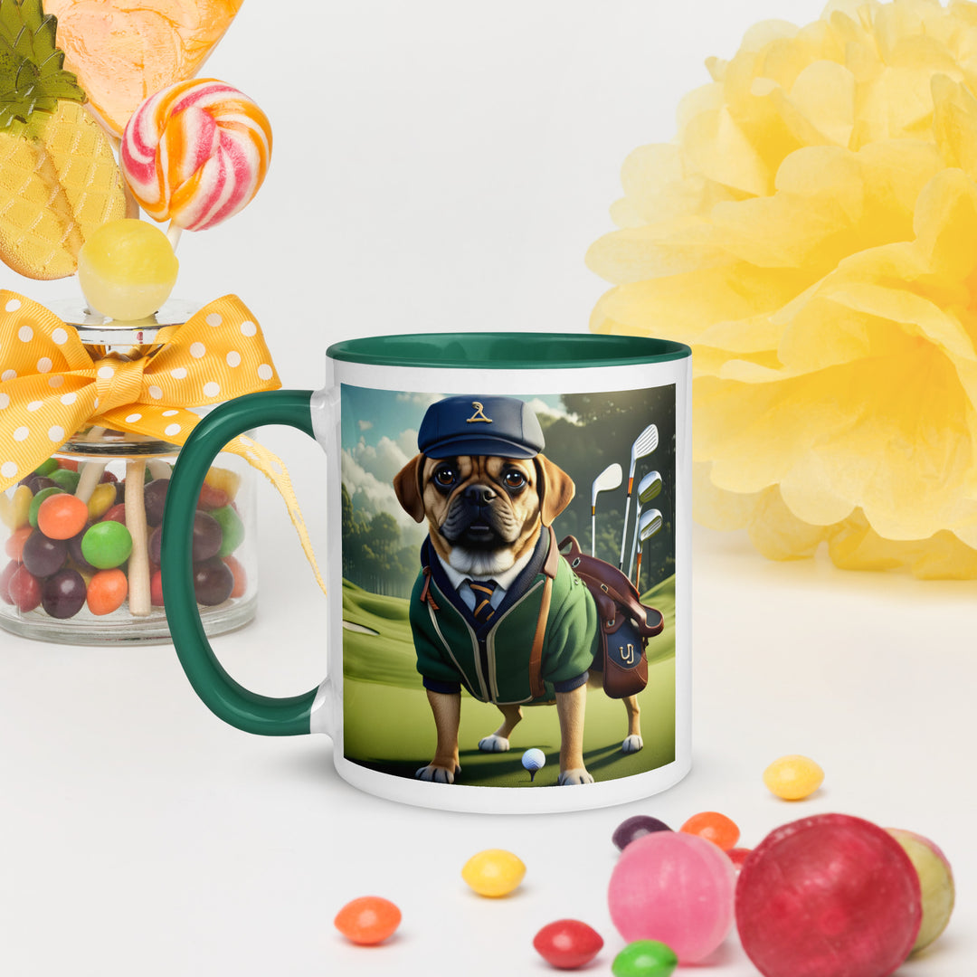 Puggle Golfer- Mug with Color Inside v16