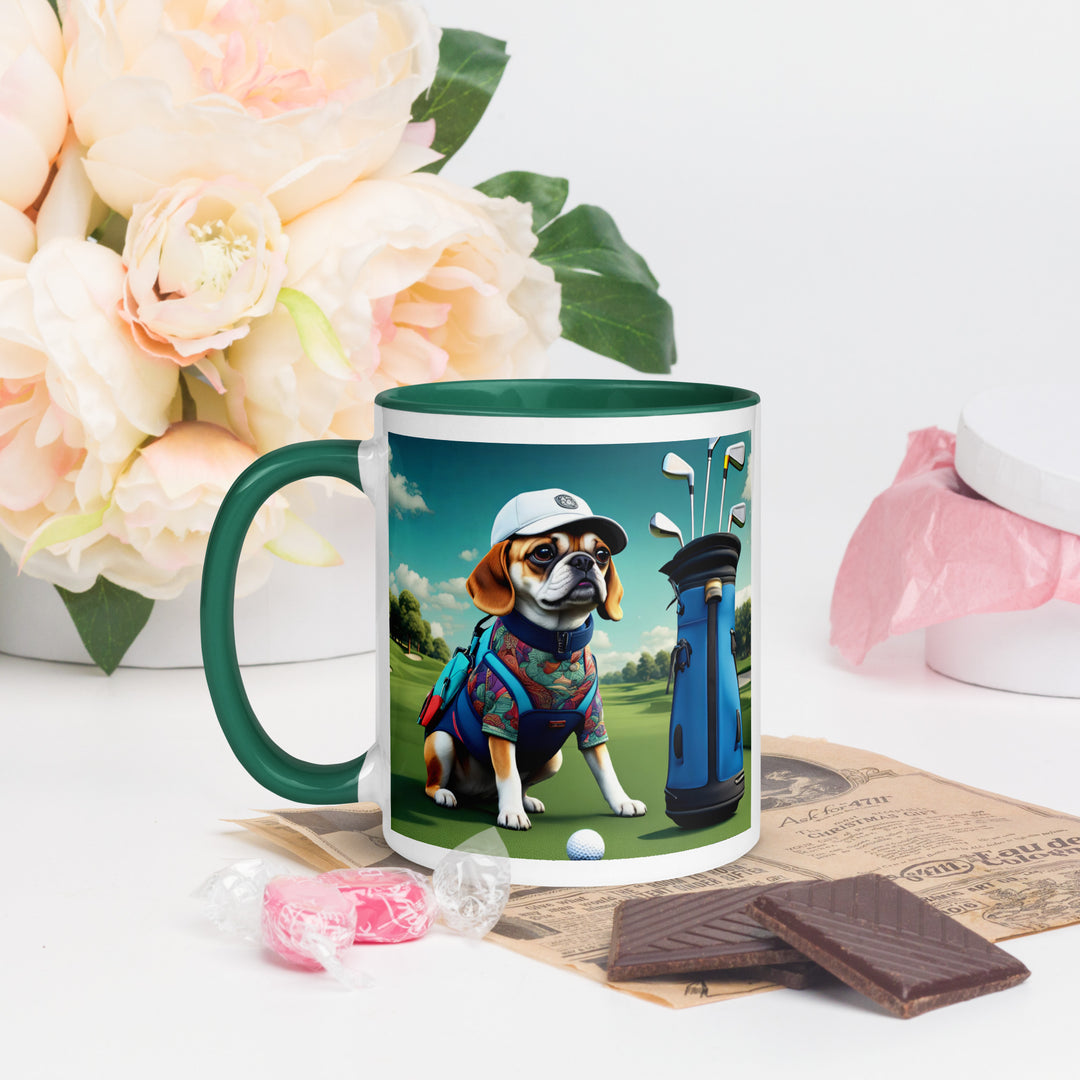 Puggle Golfer- Mug with Color Inside v17