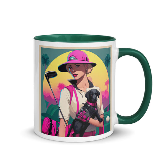 Mug with Color Inside-Labrador Retriever Golfer