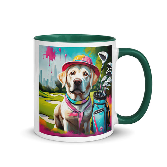 Mug with Color Inside-Labrador Retriever Golfer v9