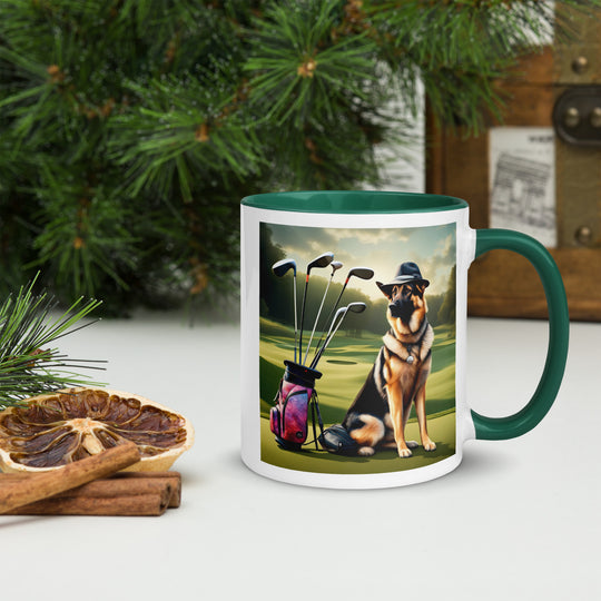 German Shepherd Golfer- Mug with Color Inside