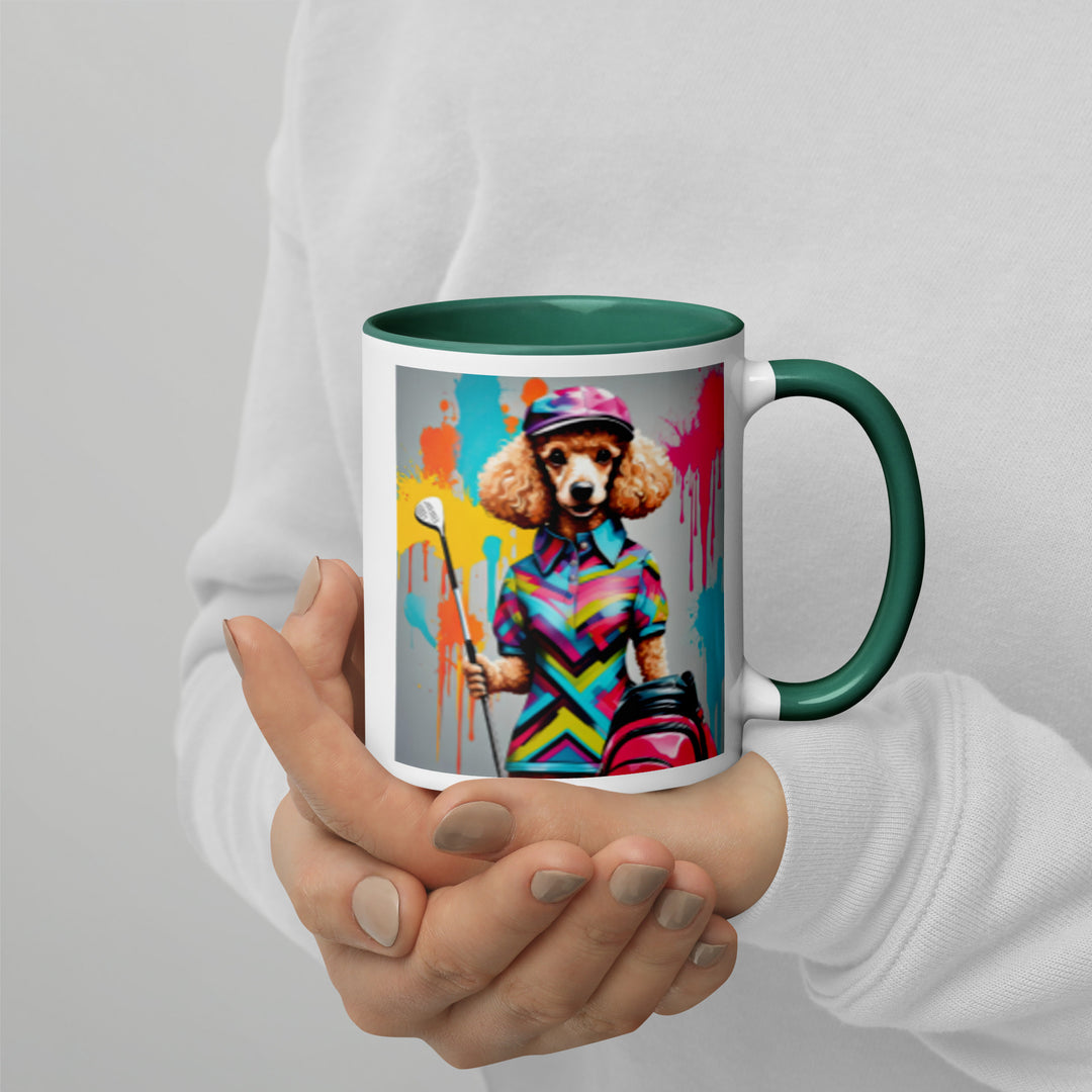 Poodle Golfer- Mug with Color Inside v4