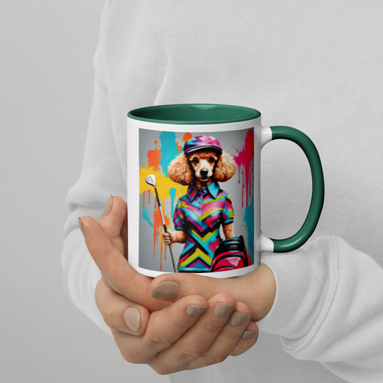 Poodle Golfer- Mug with Color Inside v4