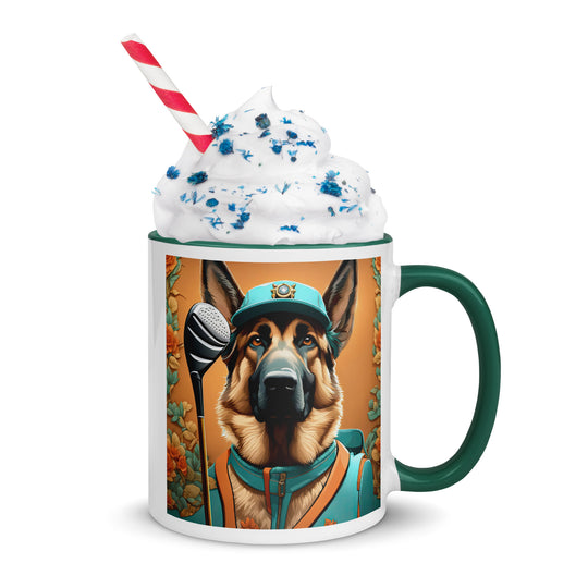 German Shepherd Golfer- Mug with Color Inside V2