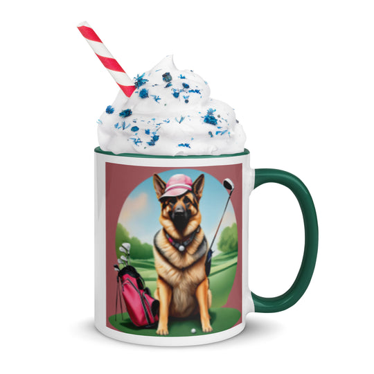 German Shepherd Golfer- Mug with Color Inside V4