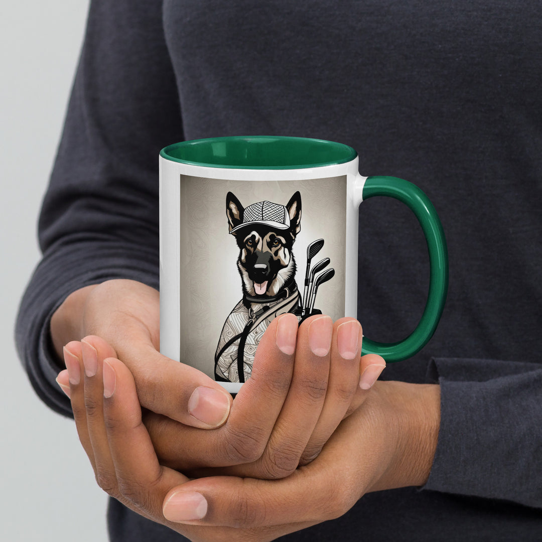 German Shepherd Golfer- Mug with Color Inside V5