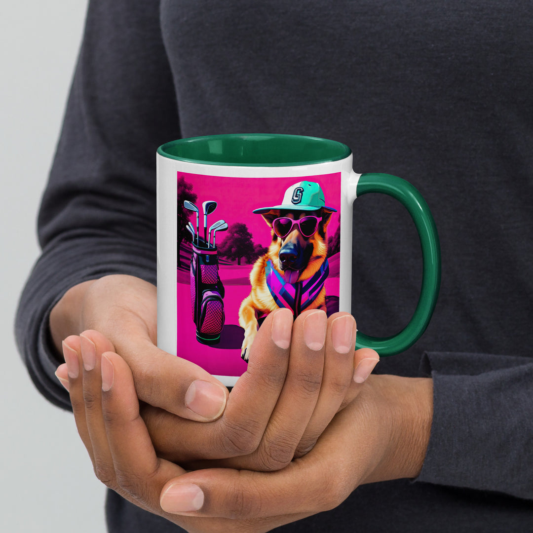 German Shepherd Golfer- Mug with Color Inside V8