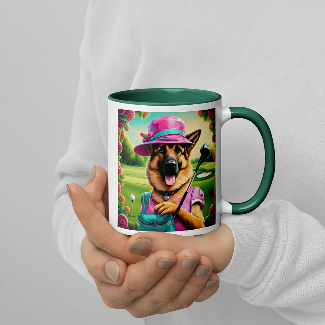 German Shepherd Golfer- Mug with Color Inside V9