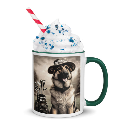 German Shepherd Golfer- Mug with Color Inside V10