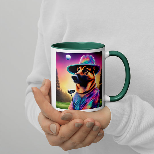 German Shepherd Golfer- Mug with Color Inside V13