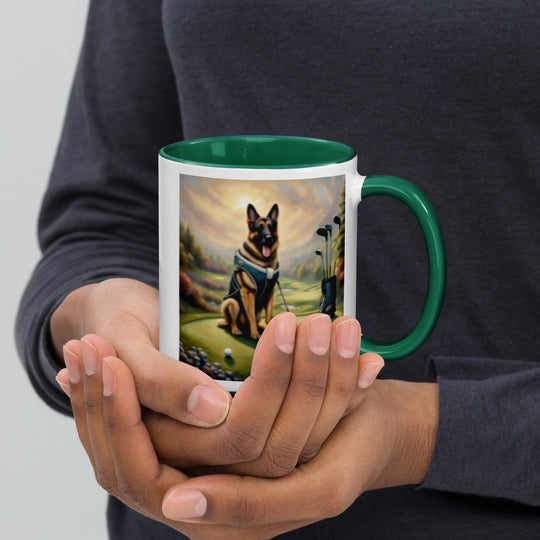 German Shepherd Golfer- Mug with Color Inside V15