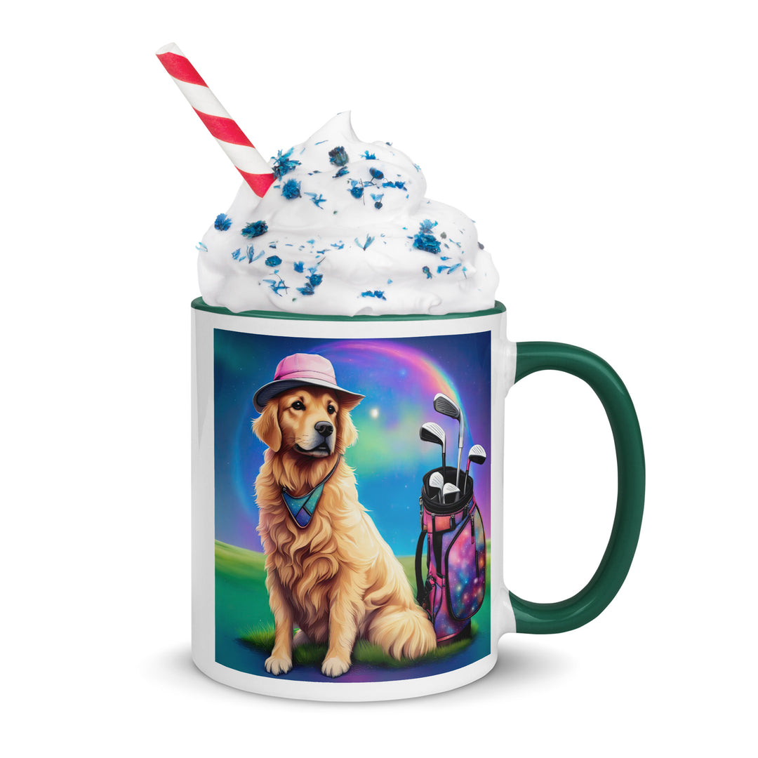 Golden Retriever Golfer- Mug with Color Inside V2