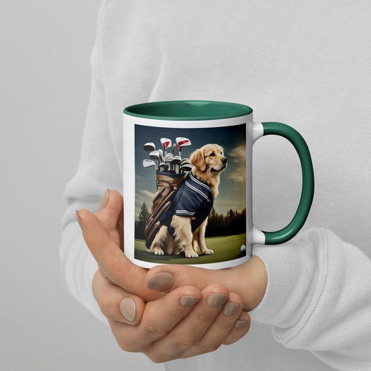 Golden Retriever Golfer- Mug with Color Inside V5